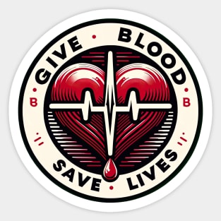 Heartbeat Blood Donation Emblem Tee - blood donation awareness Sticker